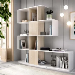 Libreria divisoria bianca lucida e rovere 145x145h cm - Ax