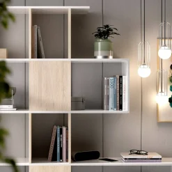 Libreria divisoria bianca lucida e rovere 145x145h cm - Ax