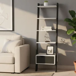 Libreria elegante bianca e nera 55x180h cm - Acascia