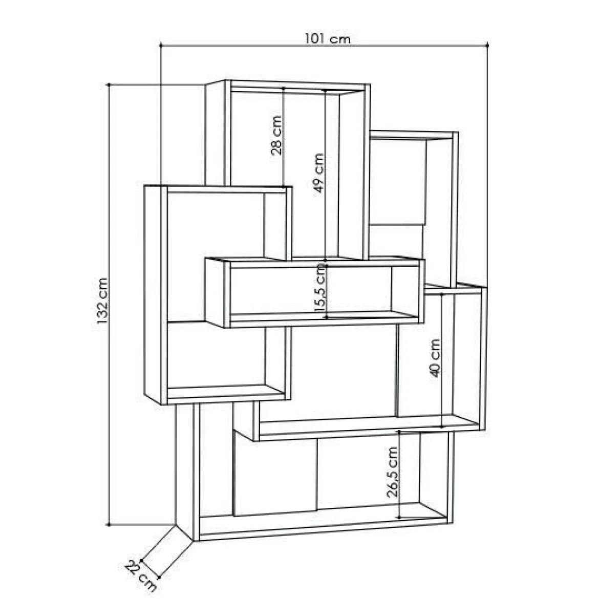 Libreria elegante bianca e quercia 101x132h cm - KhaiMuk