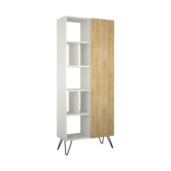 Libreria elegante bianca e quercia 79x190h cm - Lince