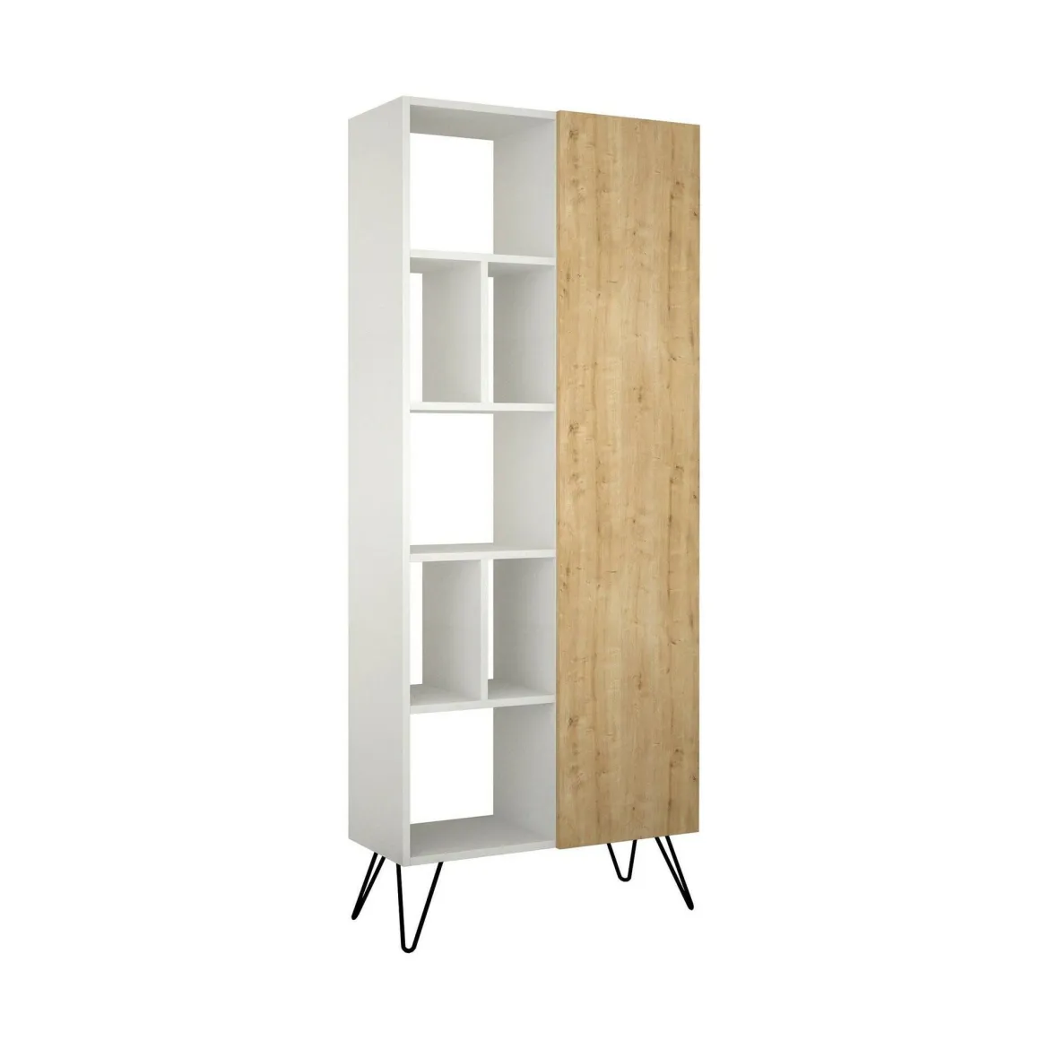 Libreria elegante bianca e quercia 79x190h cm - Lince