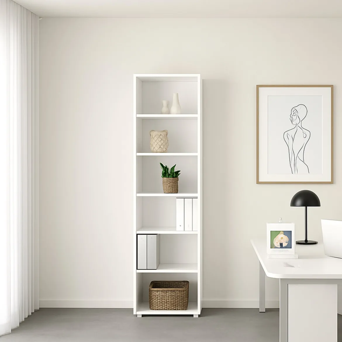 Libreria elegante bianca 47x221h cm - Pabuk