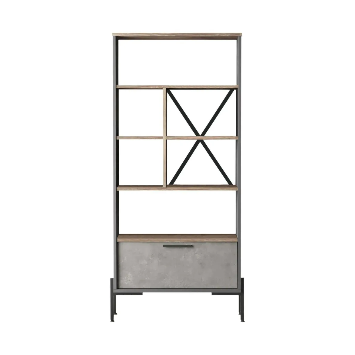 Libreria elegante marrone e grigia 75x160h cm - Fabrice