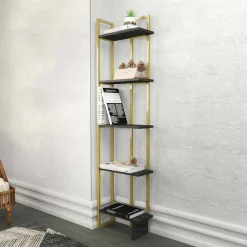 Libreria elegante nera e oro 45x180h cm - Giraffa