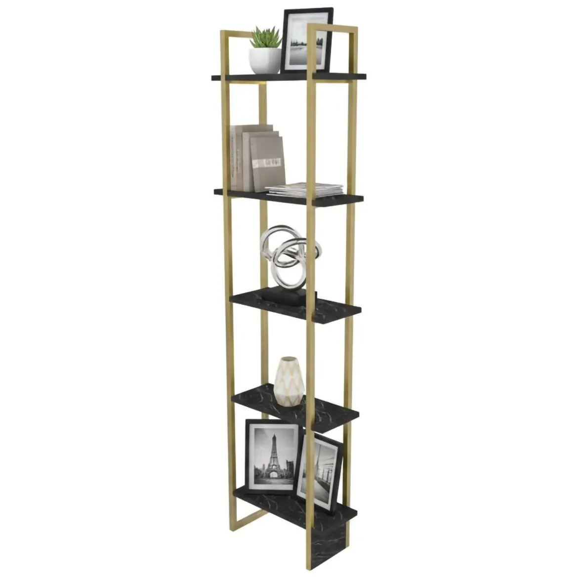 Libreria elegante nera e oro 45x180h cm - Giraffa