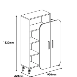 Libreria elegante noce e crema 90x132h cm - Agni