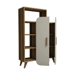 Libreria elegante noce e crema 90x132h cm - Agni