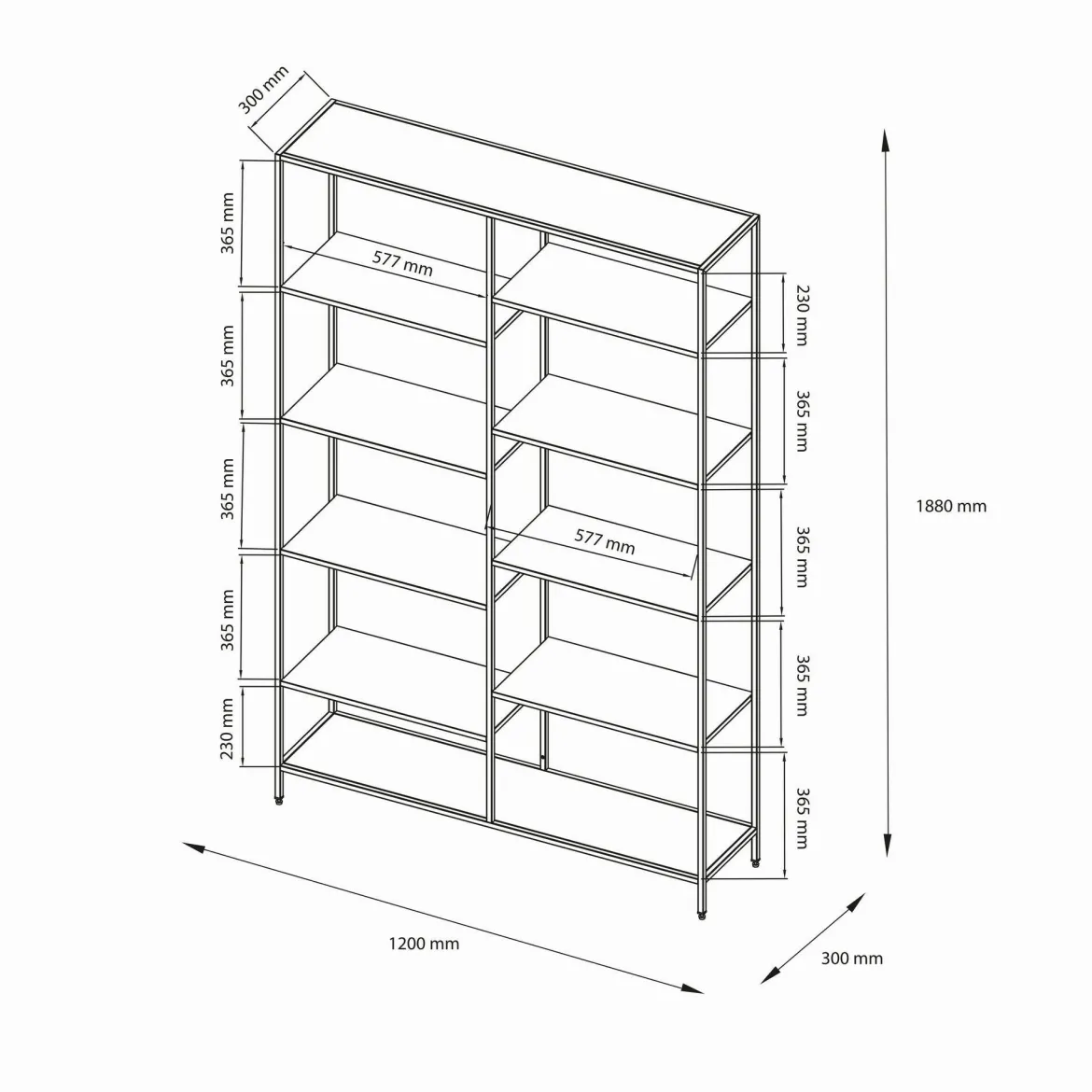 Libreria elegante panna 120x188h cm - Dorgali