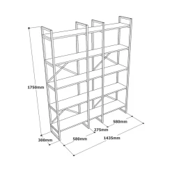 Libreria elegante quercia e nera 143x175h cm - Berna