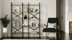 Libreria elegante quercia e nera 143x175h cm - Berna