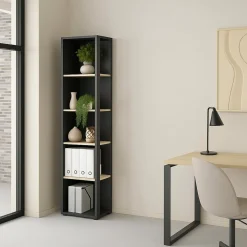 Libreria elegante rovere e grigia 40x204h cm - Baaz
