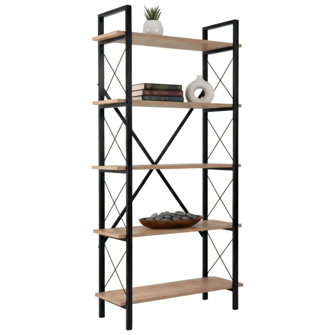 Libreria fissa quercia e nera 90x180h cm - Suriel