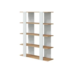 Libreria fissa rovere nodi e bianca lucida 108x136h cm - Madreperla