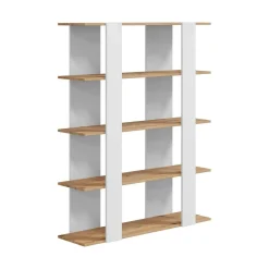 Libreria fissa rovere nodi e bianca lucida 108x136h cm - Madreperla