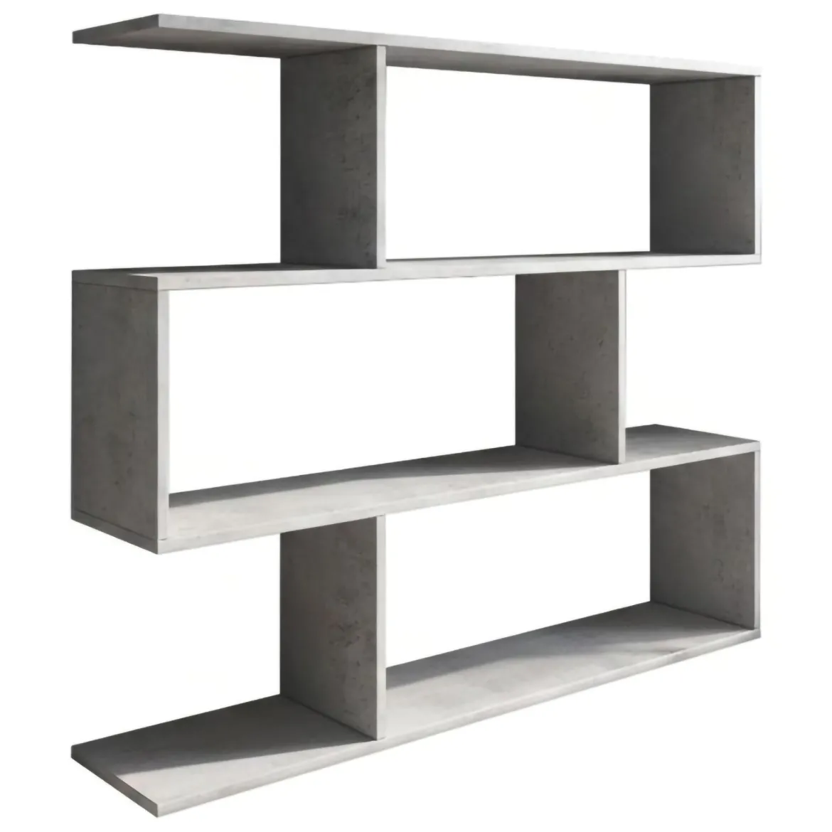 Libreria Grigio Cemento 3 Ripiani Installazione a Terra 110x25x96h cm, Sfumatura Colore Struttura Cemento - Terzolas