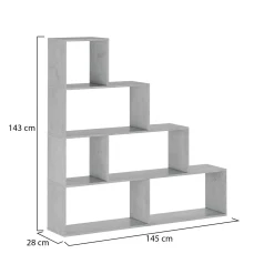 Libreria Grigio Cemento 5 Ripiani Installazione a Terra 80x25x191h cm, Sfumatura Colore Struttura Cemento - Clisi