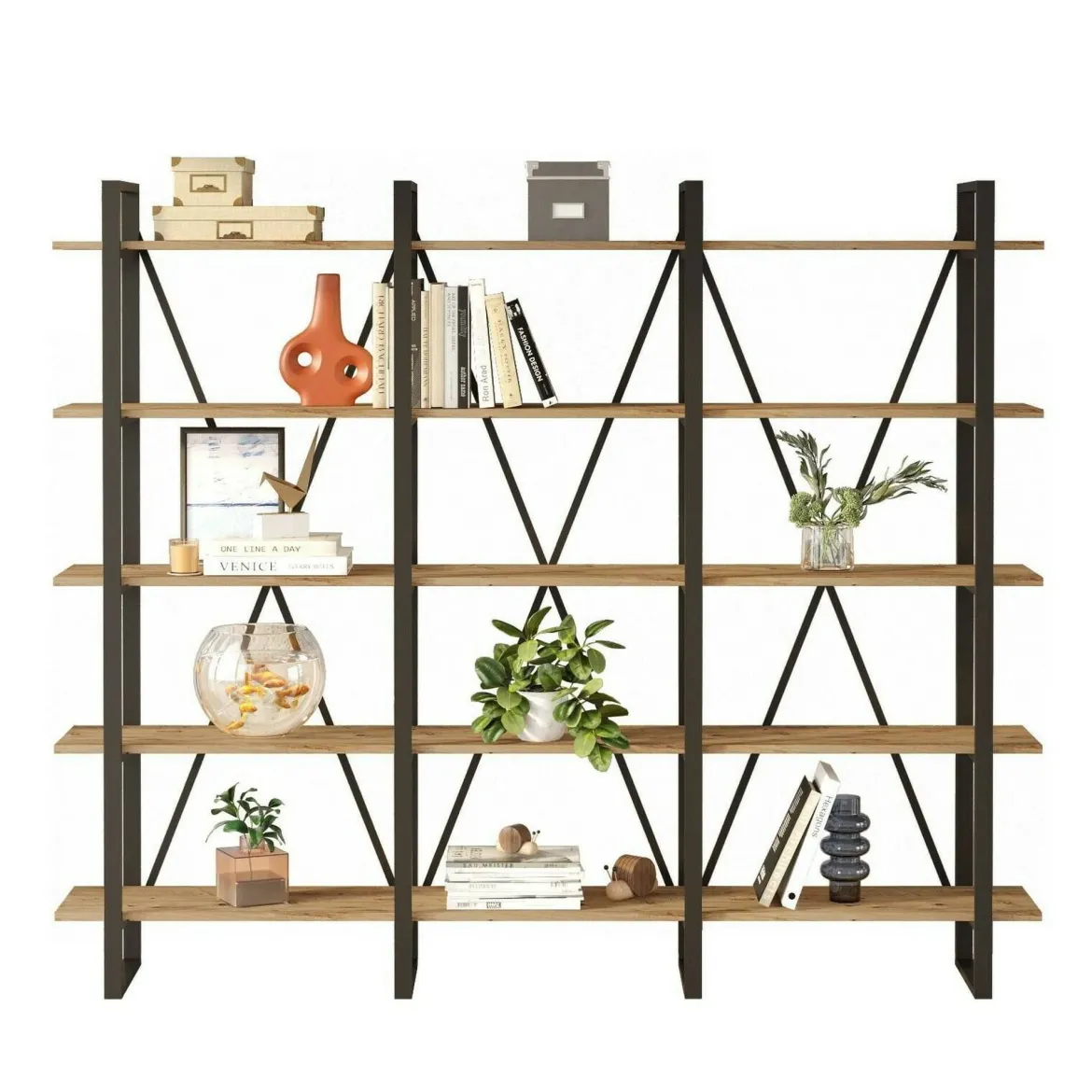 Libreria larga quercia 219x180h cm - Altano