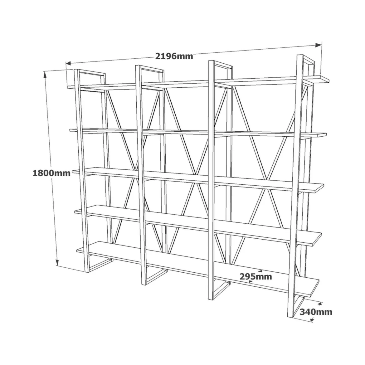Libreria larga quercia 219x180h cm - Altano