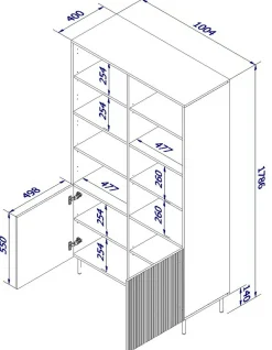 Libreria Maierato, 100x42 h177 cm, Nero
