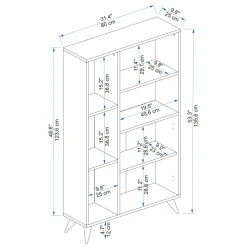 Libreria Marrone Noce Nero Antracite 5 Ripiani 2 Ante 80x25x136h cm, Installazione Libera - Taggia