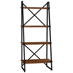 Libreria Marrone Noce Nero 4 Ripiani Installazione Libera 66x30x150h cm, Utilizzabile Come Divisorio Locale - Framura