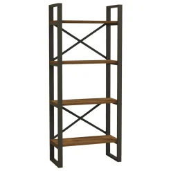 Libreria Marrone Noce Nero 4 Ripiani Installazione Libera 66x32x150h cm, Utilizzabile Come Divisorio Locale - Framur
