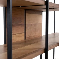 Libreria Marrone Noce Nero 5 Ripiani Installazione Libera 170x35x180h cm, Utilizzabile Come Divisorio Locale - Calogero