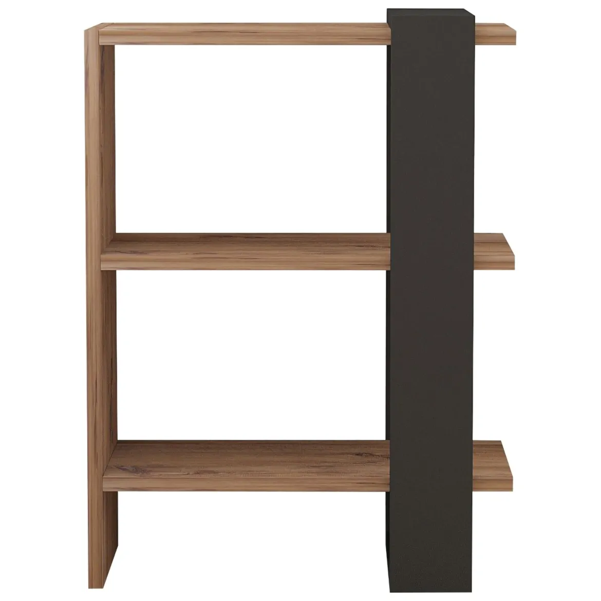 Libreria Marrone Noce Nero Rovere 3 Ripiani Installazione Libera 52x25x70h cm, Utilizzabile Come Divisorio Locale - Netro