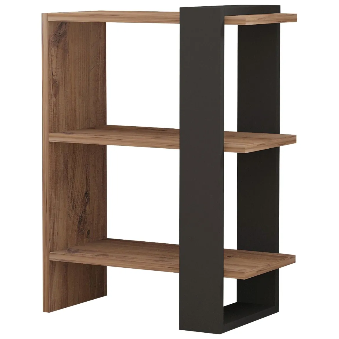 Libreria Marrone Noce Nero Rovere 3 Ripiani Installazione Libera 52x25x70h cm, Utilizzabile Come Divisorio Locale - Netro