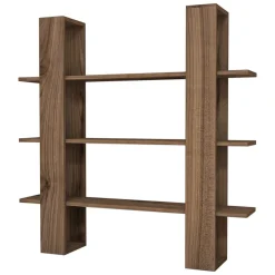 Libreria Marrone Noce 3 Ripiani Installazione Libera 120x23x120h cm, Struttura Verticale - Marenzo