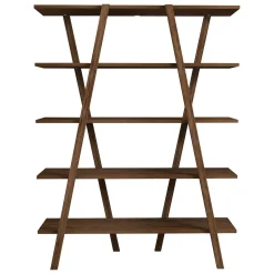 Libreria Marrone Noce 4 Ripiani Installazione Libera 115x30x144h cm, Struttura Verticale - Soragna