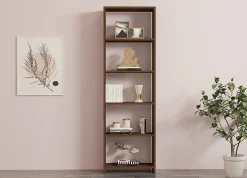 Libreria Marrone Noce 5 Ripiani Installazione Libera 50x20x160h cm, Struttura Verticale - Burcei