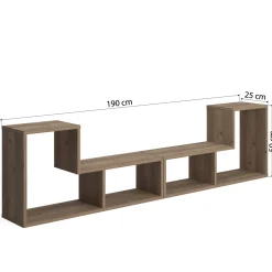 Libreria Marrone Quercia 4 Ripiani Portata Ripiani 5 130x50x25h cm, Sfumatura Colore Struttura Quercia