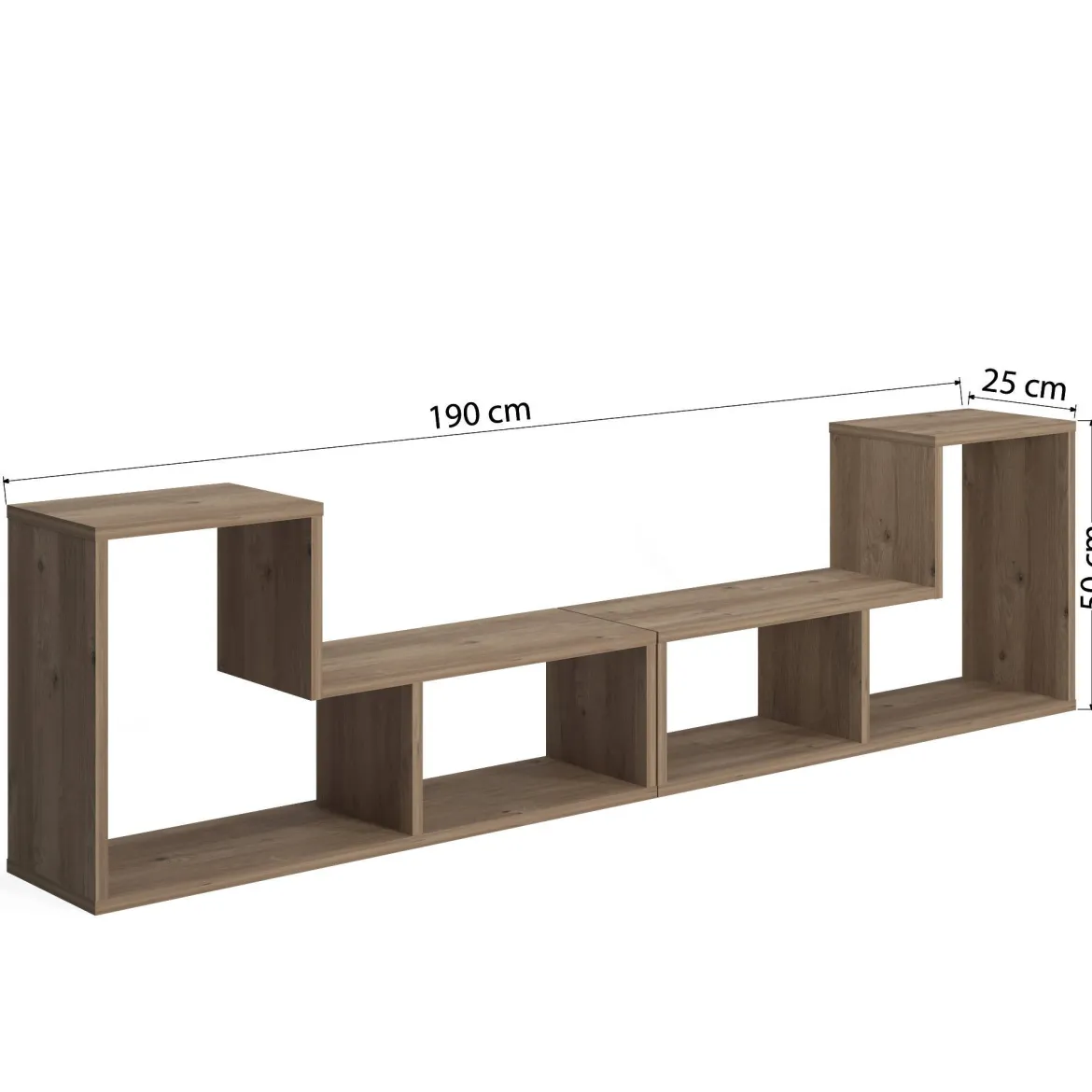 Libreria Marrone Quercia 4 Ripiani Portata Ripiani 5 130x50x25h cm, Sfumatura Colore Struttura Quercia