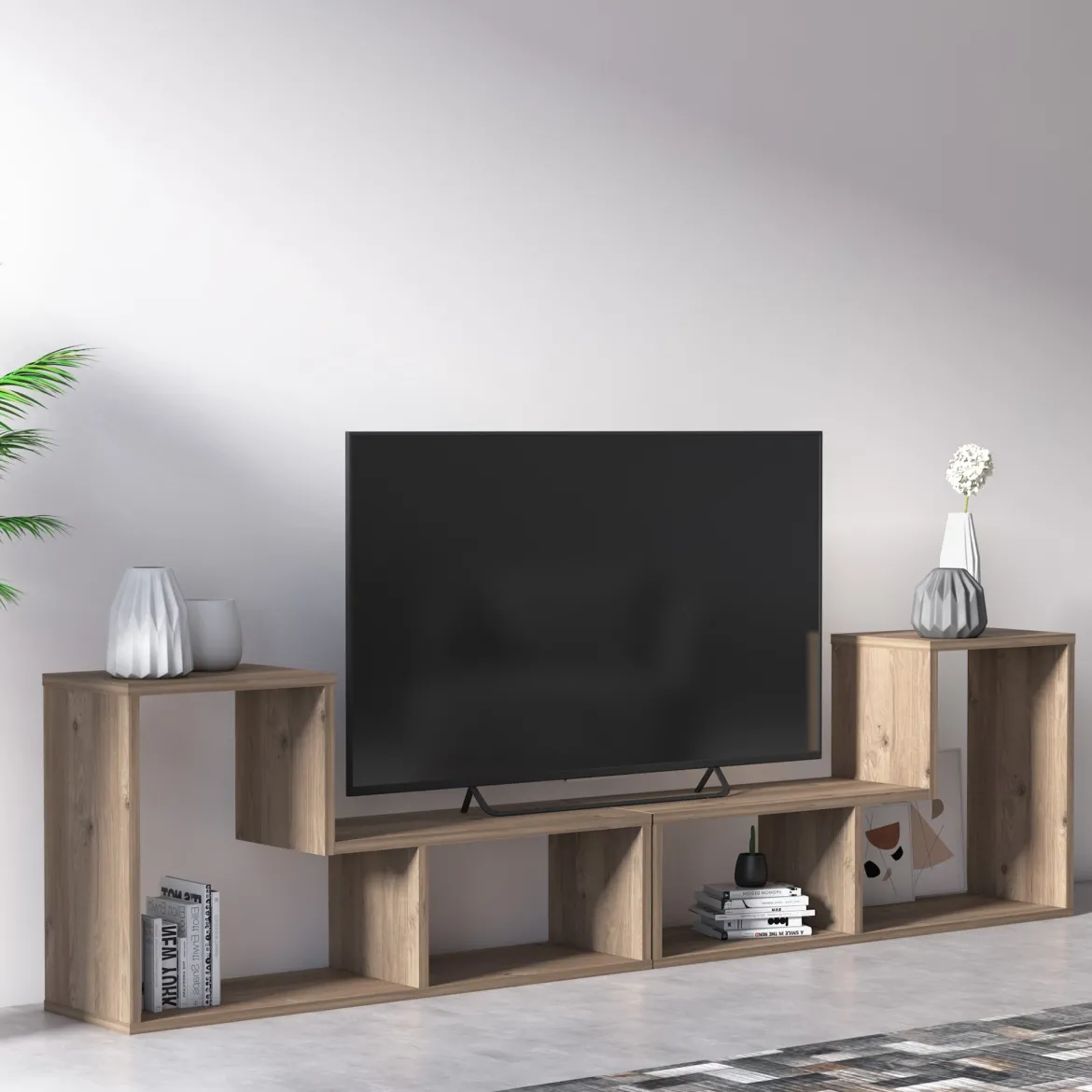 Libreria Marrone Quercia 4 Ripiani Portata Ripiani 5 130x50x25h cm, Sfumatura Colore Struttura Quercia