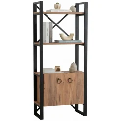 Libreria Marrone Rovere Nero 4 Ripiani Installazione Libera 30x156x60h cm, Utilizzabile Come Divisorio Locale - Pocenia