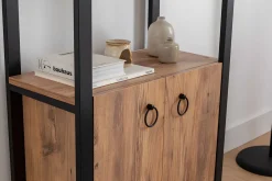 Libreria Marrone Rovere Nero 4 Ripiani Installazione Libera 30x156x60h cm, Utilizzabile Come Divisorio Locale - Pocenia