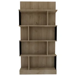 Libreria Marrone Rovere Nero 4 Ripiani Installazione Libera 80x22x160h cm, Sfumatura Colore Struttura Rovere - Pedara