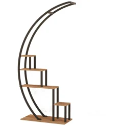Libreria Marrone Rovere Nero 4 Ripiani Installazione Libera 85x35x180h cm, Utilizzabile Come Divisorio Locale - Luras