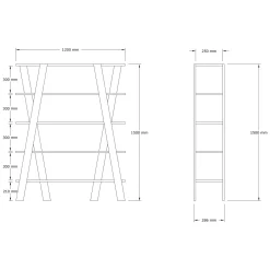 Libreria Marrone Rovere 4 Ripiani Installazione Libera 120x25x150h cm, Struttura Verticale - Sanarica