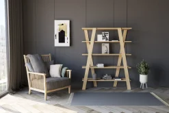 Libreria Marrone Rovere 4 Ripiani Installazione Libera 120x25x150h cm, Struttura Verticale - Sanarica
