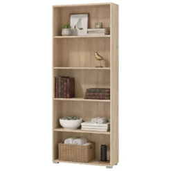 Libreria Marrone Rovere 4 Ripiani Installazione a Terra 79x34x118h cm, Struttura Mobile Verticale - Leporano