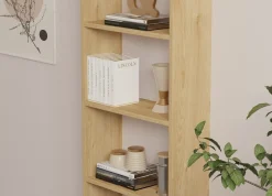 Libreria Marrone Rovere 5 Ripiani Installazione Libera 50x20x160h cm, Struttura Verticale - Paupisi