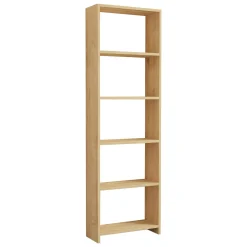 Libreria Marrone Rovere 5 Ripiani Installazione Libera 50x20x160h cm, Struttura Verticale - Paupisi