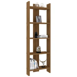 Libreria Marrone Rovere 5 Ripiani Installazione Libera 64x30x180h cm, Struttura Verticale - Mantello