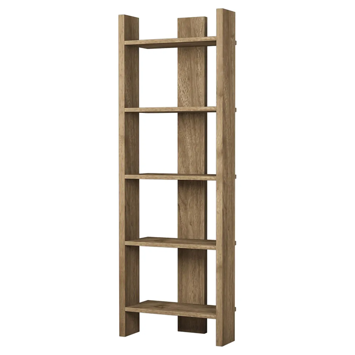 Libreria Marrone Rovere 5 Ripiani Installazione Libera 64x30x180h cm, Struttura Verticale - Mantello