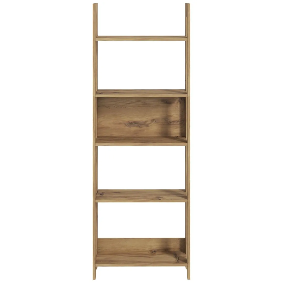 Libreria Marrone Rovere 5 Ripiani Installazione Libera 64x30x180h cm, Struttura Verticale - Mantello