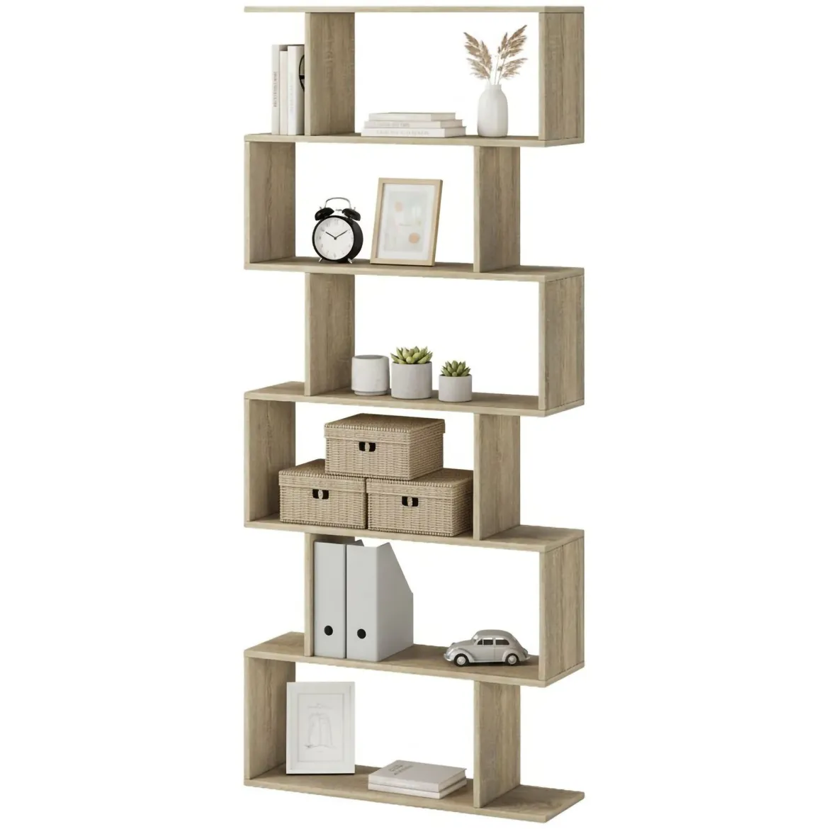 Libreria Marrone Rovere 8 Ripiani 2 Cassetti 80x25x189h cm, Installazione Libera - Imer