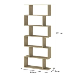 Libreria Marrone Rovere 8 Ripiani 2 Cassetti 80x25x189h cm, Installazione Libera - Imer